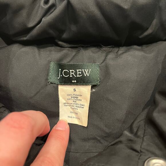 J Crew Down Puffer Vest Sz S Black Fall Winter Full Zip Preppy - Picture 2 of 6